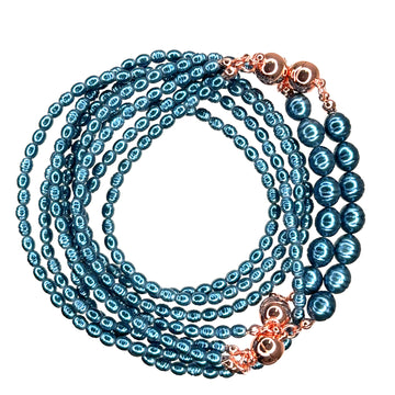 10 Way Necklace - Shell Pearl - STEEL BLUE