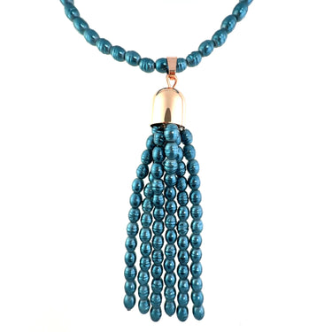 Tassel -  Shell Pearl - STEEL BLUE Maria Nicola