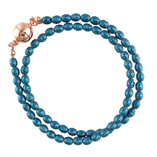 Medium Strand Necklace - Shell Pearl -  STEEL BLUE