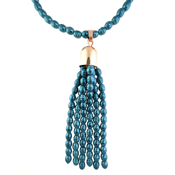 Tassel -  Shell Pearl - STEEL BLUE Maria Nicola