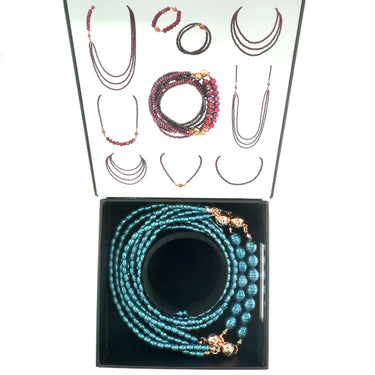 10 Way BUNDLE  - Shell Pearl - STEEL BLUE (Includes 10 Way Necklace, Tassel & Mini Connectors) Maria Nicola