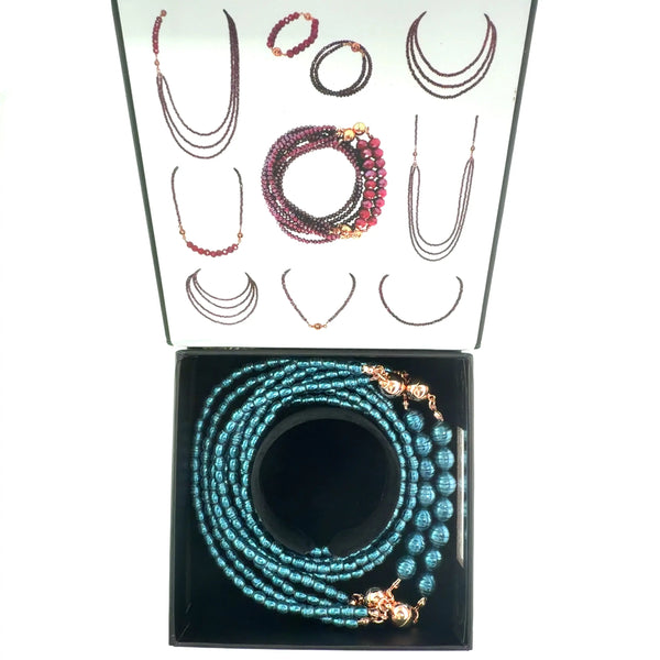 10 Way BUNDLE  - Shell Pearl - STEEL BLUE (Includes 10 Way Necklace, Tassel & Mini Connectors) Maria Nicola