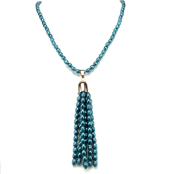Tassel -  Shell Pearl - STEEL BLUE Maria Nicola