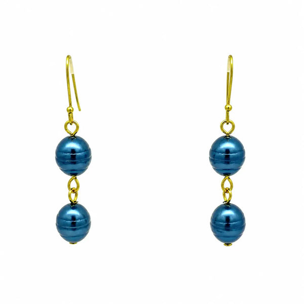 Earrings - Shell Pearl - STEEL BLUE Maria Nicola