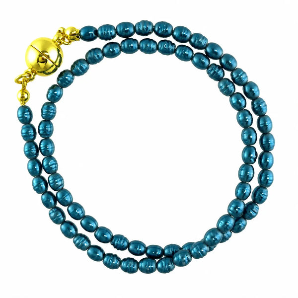 Medium Strand Necklace - Shell Pearl -  STEEL BLUE