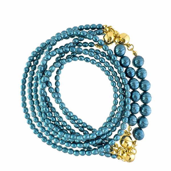 10 Way Necklace - Shell Pearl - STEEL BLUE Seriously Romantic