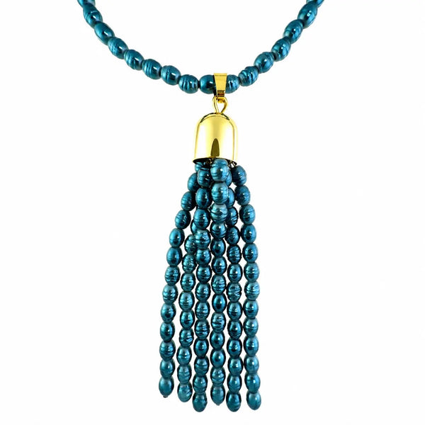 Tassel -  Shell Pearl - STEEL BLUE Maria Nicola