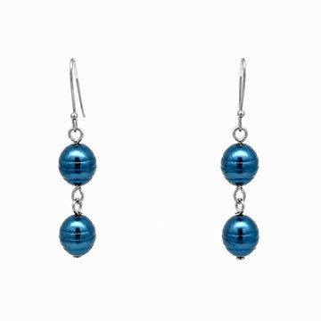 Earrings - Shell Pearl - STEEL BLUE