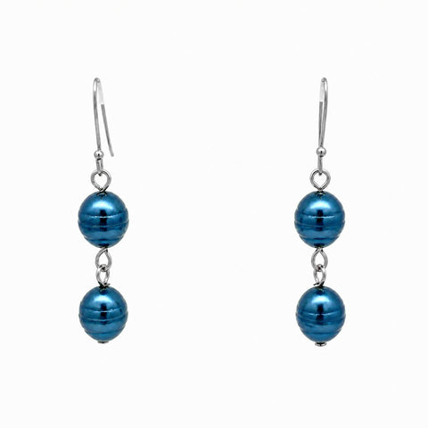 Earrings - Shell Pearl - STEEL BLUE