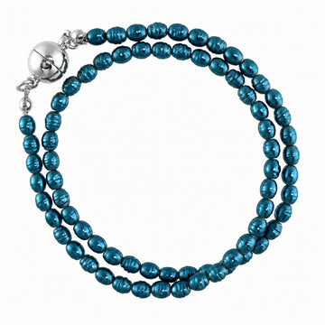 Medium Strand Necklace - Shell Pearl -  STEEL BLUE
