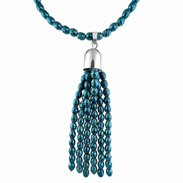 Tassel -  Shell Pearl - STEEL BLUE Maria Nicola