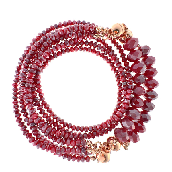 10 Way Necklace - Raspberry Crystal