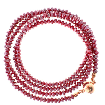 Long Strand Necklace - Raspberry Crystal