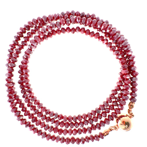 Long Strand Necklace - Raspberry Crystal