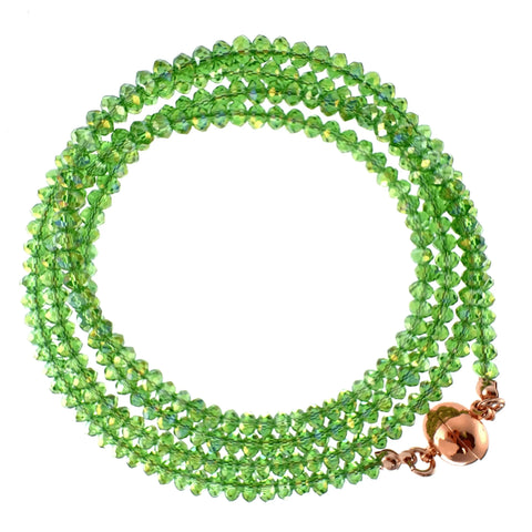 Long Strand Necklace - Green AB
