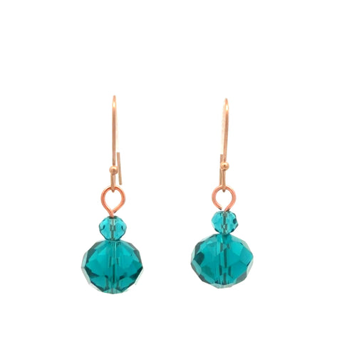 Short Earrings - Teal Crystal
