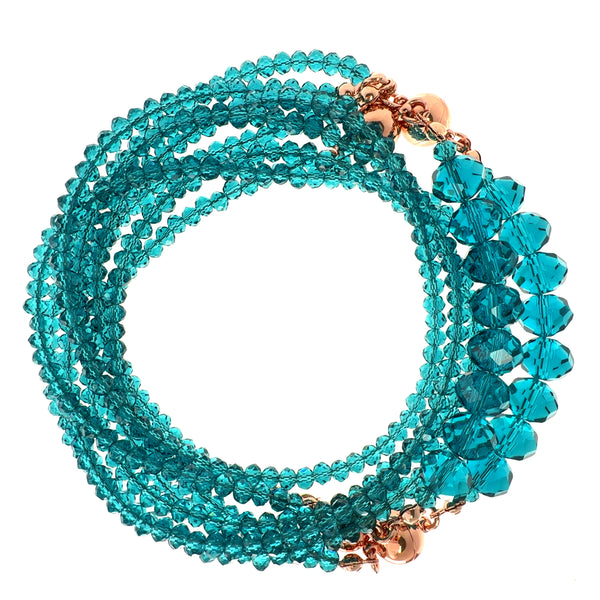 10 Way Necklace - Teal Crystal