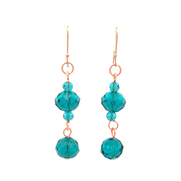 Long Earrings - Teal Crystal