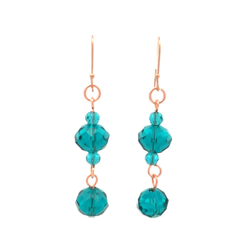 Long Earrings - Teal Crystal