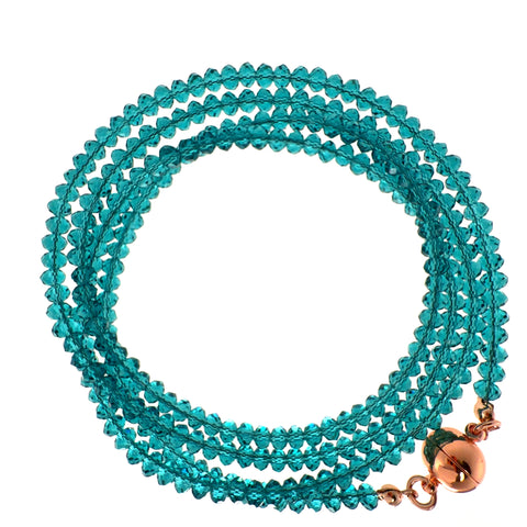 Long Strand Necklace - Teal Crystal