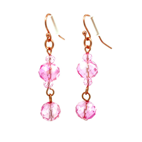 Long Earrings - Candy Pink Crystal