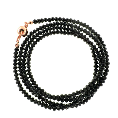Long Strand Necklace - Black Crystal