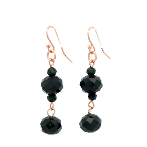 Long Earrings - Black Crystal