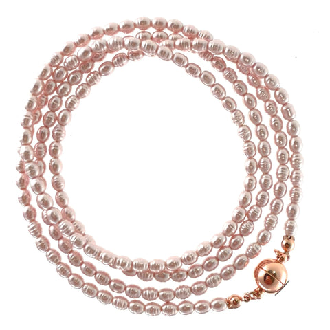Long Strand Necklace - Shell Pearl -  PINK