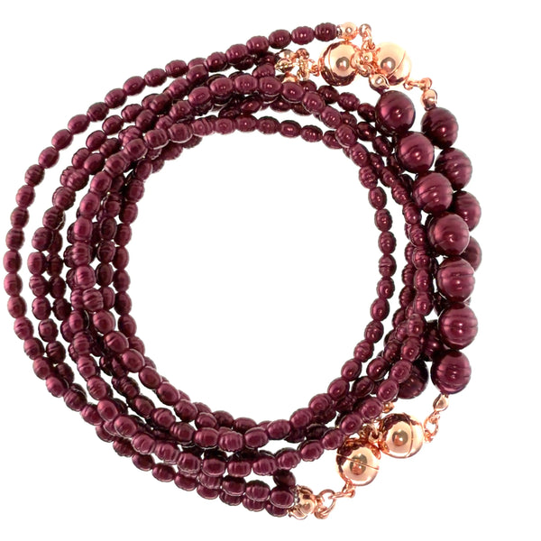 10 Way Necklace - Shell Pearl - BURGUNDY Seriously Romantic