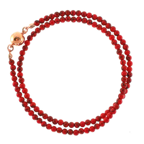 Medium Strand Necklace - RED Howlite