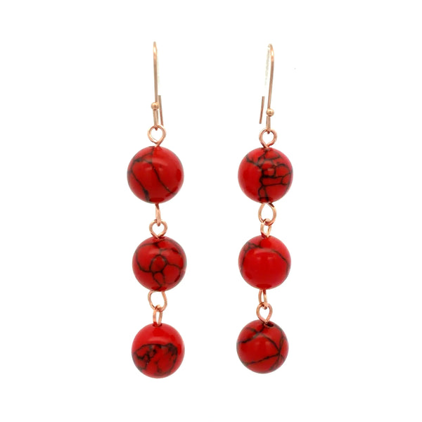 Long Earrings - RED HOWLITE Maria Nicola