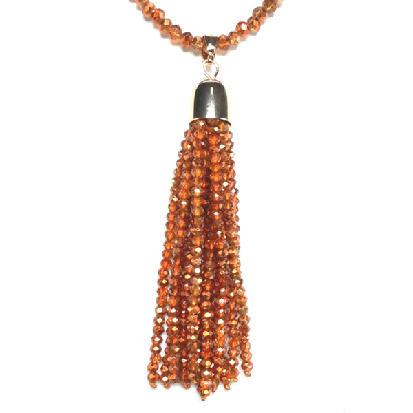 Tassel - Orange Copper Crystal Seriously Romantic
