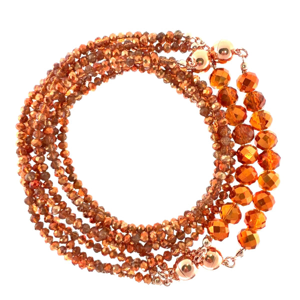 10 Way Necklace - Orange Copper Crystal Seriously Romantic