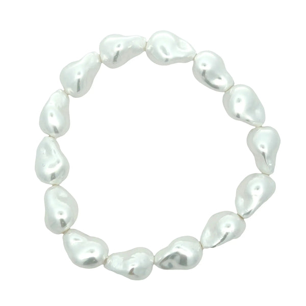 Baroque Cream Shell Pearl Elastic Bracelet - NOW 15%off! Seriously Romantic