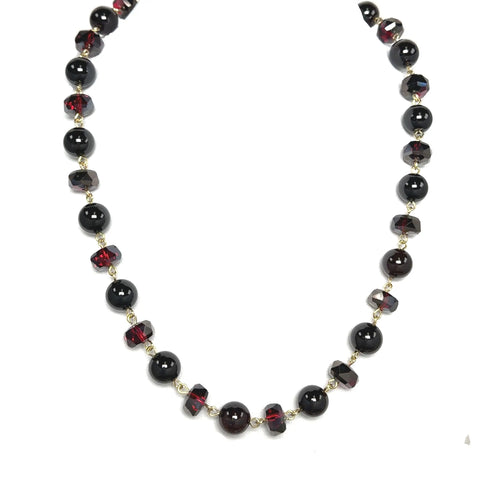 LONGER Link Necklace  - DARK GARNET
