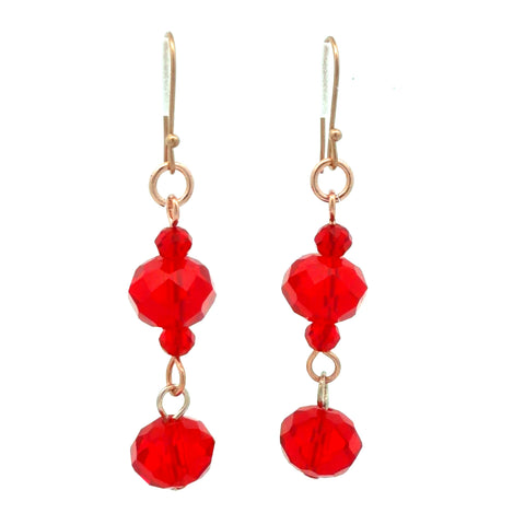 Long Earrings - Translucent Red Crystal