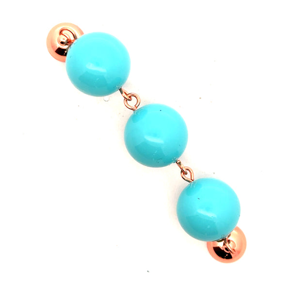 SET 1- 50% OFF! CREAM WITH TURQUOISE SWIRL SQUARE KIMONO + CONVERTED  TURQUOISE HOWLITE TASSEL + TURQUOISE SHELL PEARL PENDANT + TURQUOISE SHELL PEARL TRIPLE LINK CONNECTOR