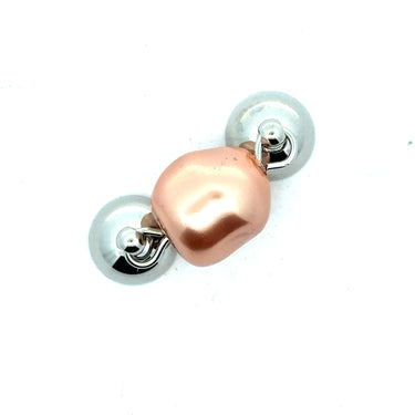 Pendant - 12mm Organic Pearl - Rose Gold Satin Austrian Crystal