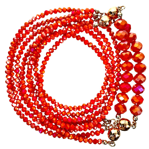 10 Way Necklace -  TANGERINE Crystal