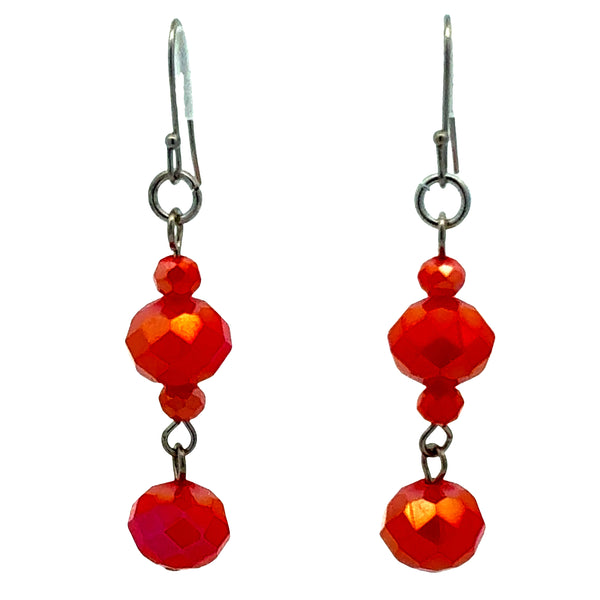 Long Earrings - TANGERINE Crystal