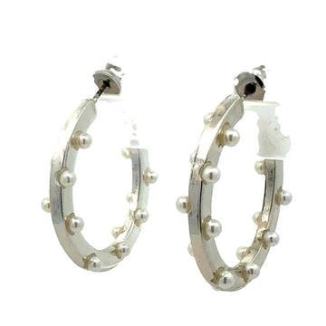 HOOP Earrings - Pearl Studded Small Hoop