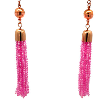 SET 5- 30% OFF! MOLTEN FUCHSIA SHEER SQUARE KIMONO+ FUCHSIA AND CANDY PINK CRYSTAL LARIAT SET FLASH SALE
