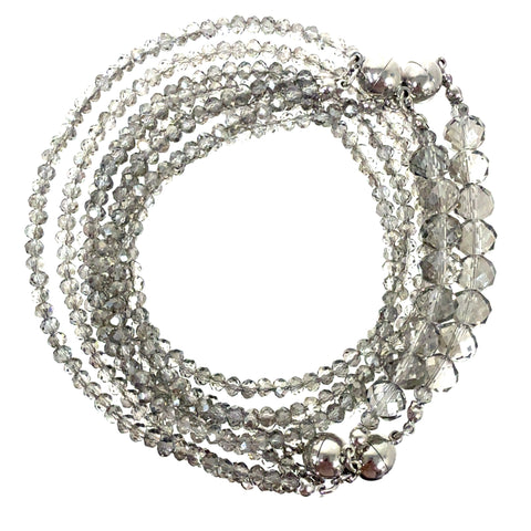 10 Way Necklace - Platinum Crystal with Silver Magnets