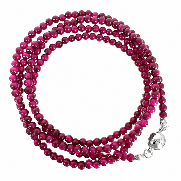 Long Strand Necklace - MAGENTA Tiger Eye RYAN