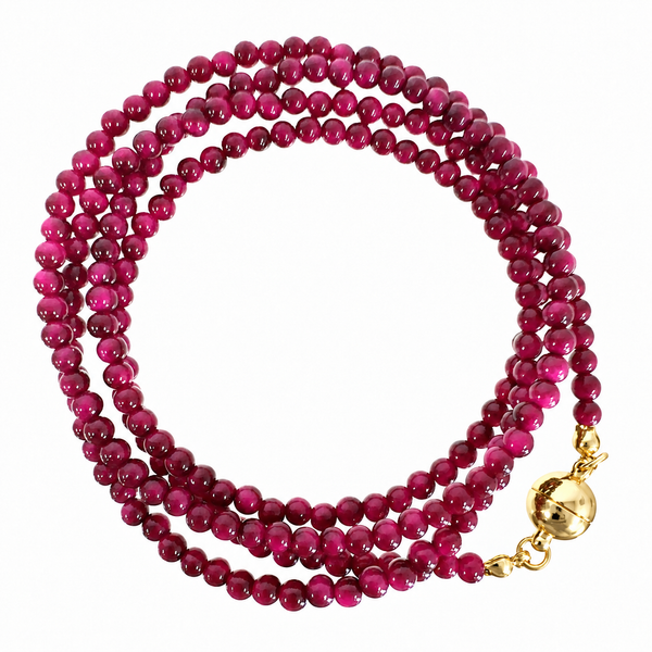 Long Strand Necklace - MAGENTA Tiger Eye RYAN