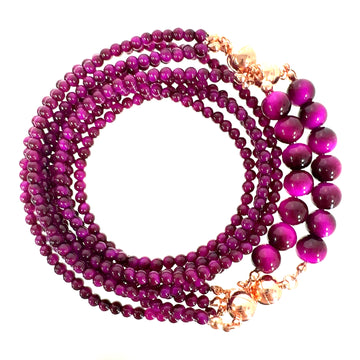 10 Way Necklace - MAGENTA Tiger Eye RYAN