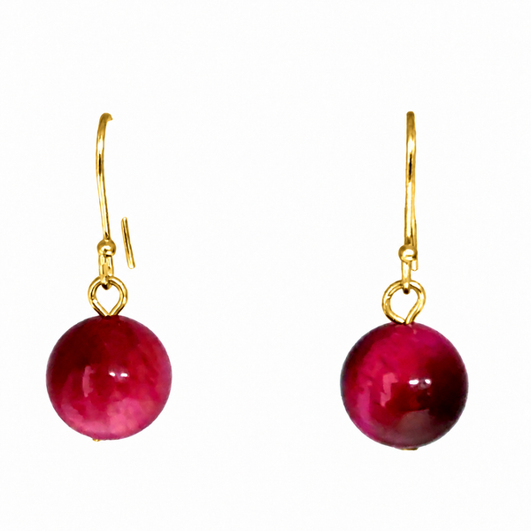 Short Earrings - MAGENTA Tiger Eye Maria Nicola