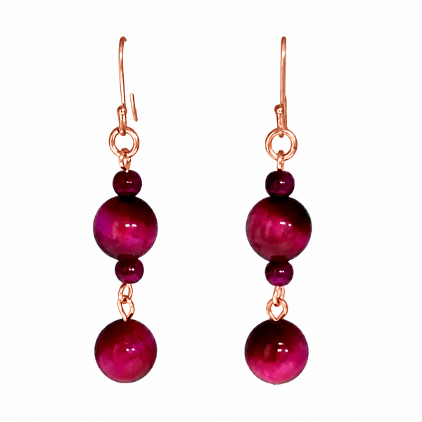 Long Earrings - MAGENTA Tiger Eye Maria Nicola