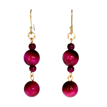 Long Earrings - MAGENTA Tiger Eye Maria Nicola
