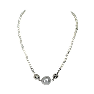 Pendant - Organic Pearl - Light Grey Austrian Crystal